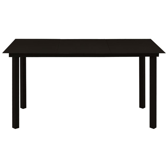 vidaXL Patio Dining Table Black 59.1"x31.5"x29.1" Steel and Glass