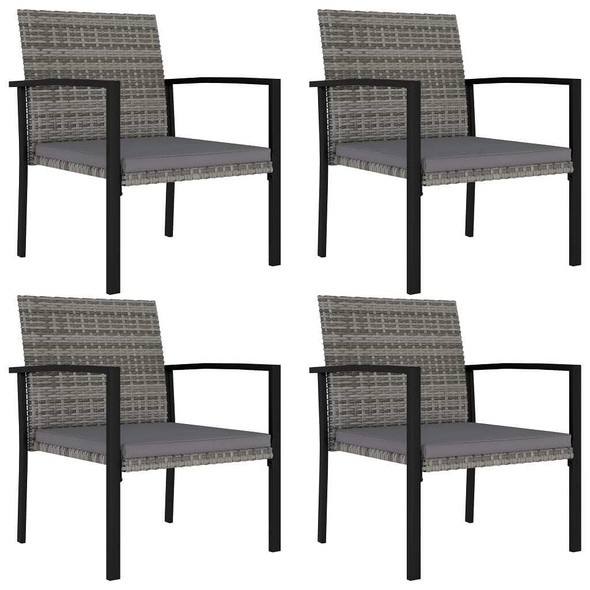 vidaXL Patio Dining Chairs 4 pcs Poly Rattan Gray