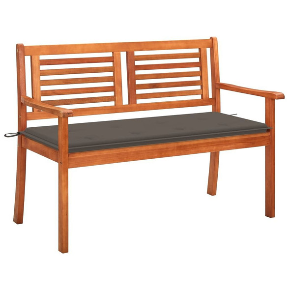 vidaXL 2-Seater Patio Bench with Cushion 44.1" Solid Eucalyptus Wood