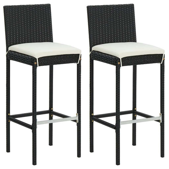 vidaXL 3 Piece Patio Bar Set with Cushions Poly Rattan Black A949-3064828