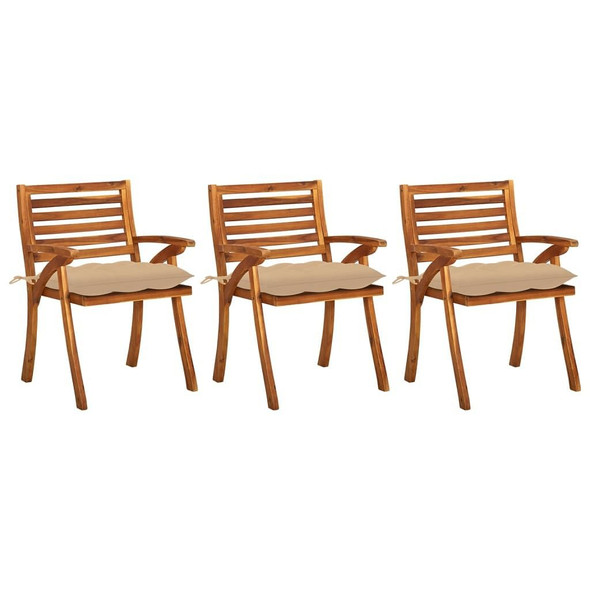 vidaXL Patio Dining Chairs with Cushions 3 pcs Solid Acacia Wood A949-3060835