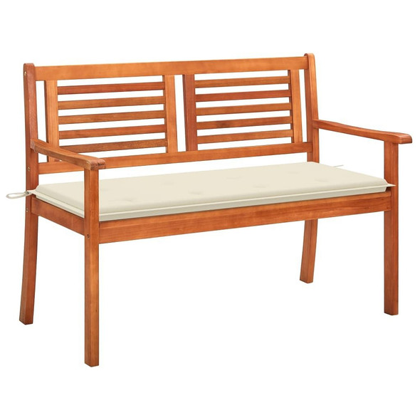 vidaXL 2-Seater Patio Bench with Cushion 47.2" Solid Eucalyptus Wood A949-3060971