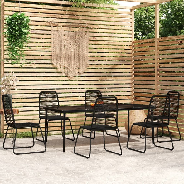 vidaXL 7 Piece Patio Dining Set Black A949-3099099