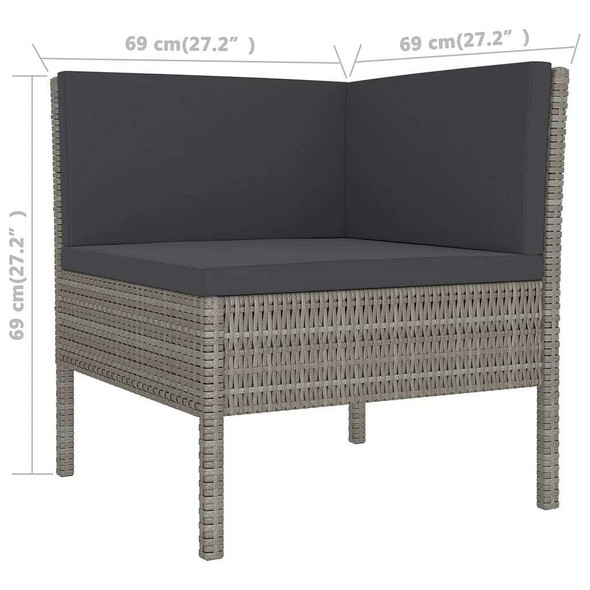 vidaXL 5 Piece Patio Lounge Set with Cushions Poly Rattan Gray A949-3094382