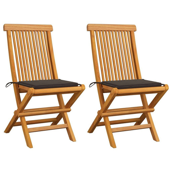 vidaXL Patio Chairs with Taupe Cushions 2 pcs Solid Teak Wood A949-3062468