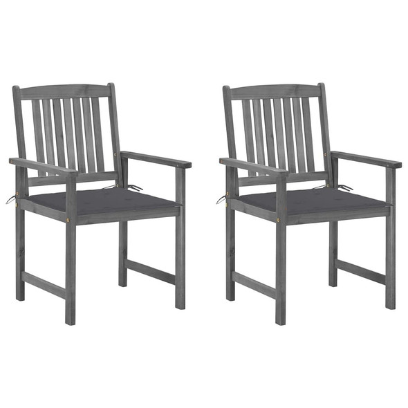 vidaXL Patio Chairs with Cushions 2 pcs Gray Solid Acacia Wood A949-3061221