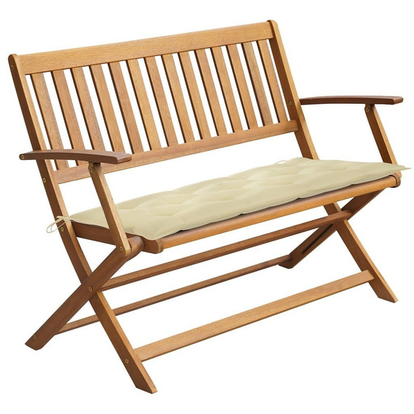 vidaXL Patio Bench with Cushion 47.2" Solid Acacia Wood A949-3064256