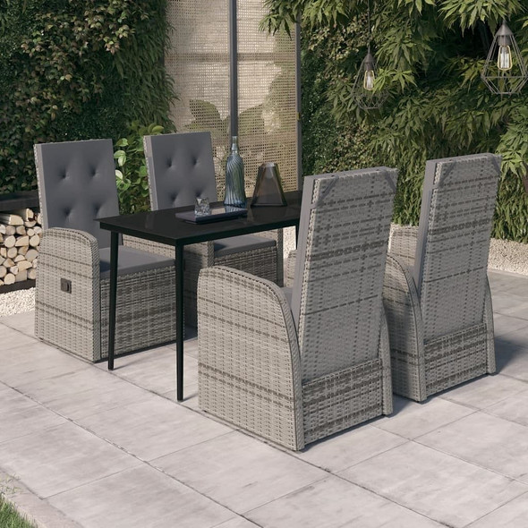 vidaXL 5 Piece Patio Dining Set with Cushions Gray A949-3099487