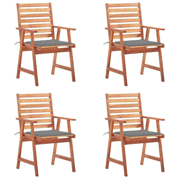 vidaXL Patio Dining Chairs 4 pcs with Cushions Solid Acacia Wood A949-3078321