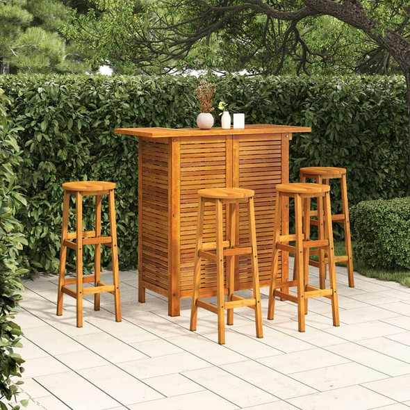 vidaXL 5 Piece Patio Bar Set Solid Wood Acacia A949-3116001