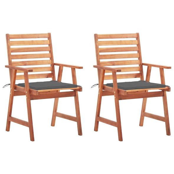 vidaXL Patio Dining Chairs 2 pcs with Cushions Solid Acacia Wood A949-3064320