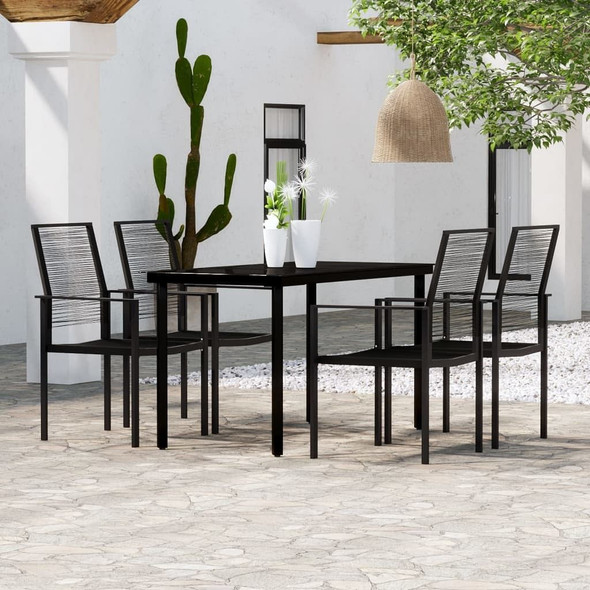 vidaXL 5 Piece Patio Dining Set Black A949-3099199