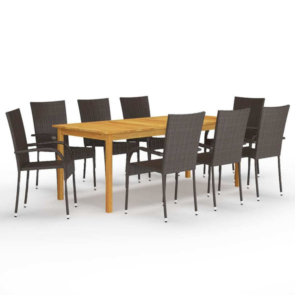 vidaXL 9 Piece Patio Dining Set Brown A949-3067880