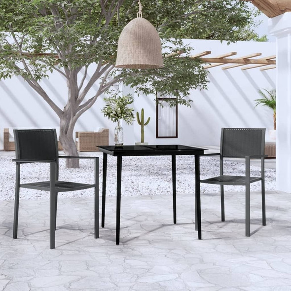 vidaXL 3 Piece Patio Dining Set Black A949-3099275