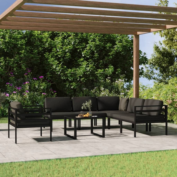 vidaXL 7 Piece Patio Lounge Set with Cushions Aluminum Anthracite A949-3107795