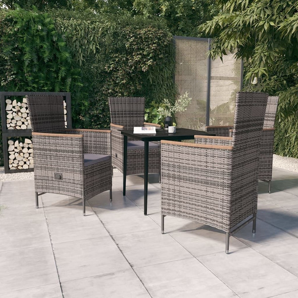 vidaXL 5 Piece Patio Dining Set with Cushions Gray A949-3099450