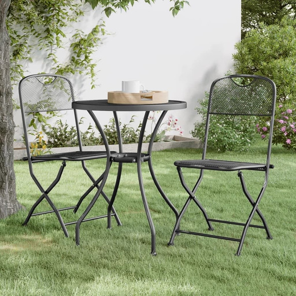 vidaXL 3 Piece Patio Dining Set Expanded Metal Mesh Anthracite A949-3084707