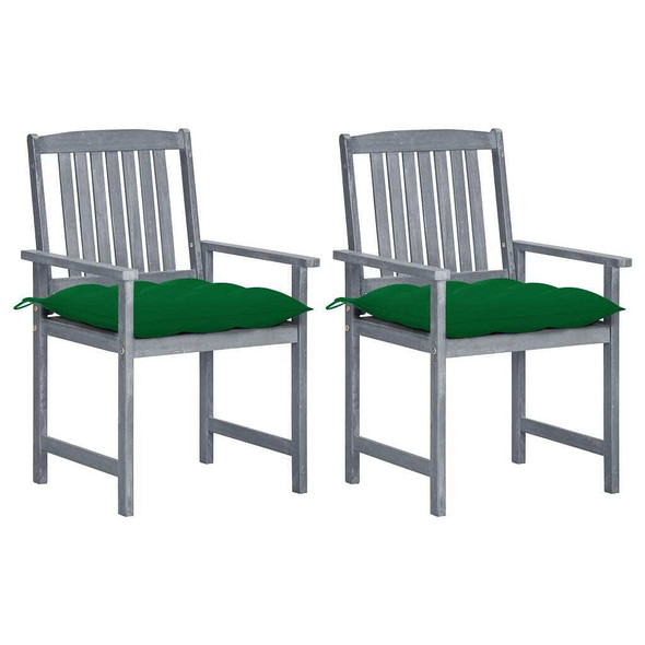 vidaXL Patio Chairs with Cushions 2 pcs Gray Solid Acacia Wood A949-3061261