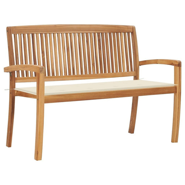 vidaXL Stacking Patio Bench with Cushion 50.6" Solid Teak Wood A949-3063281