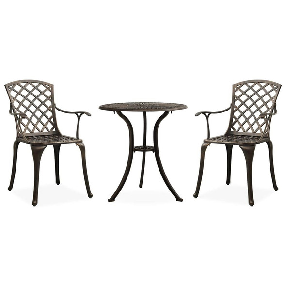 vidaXL 3 Piece Bistro Set Cast Aluminum Bronze A949-315591