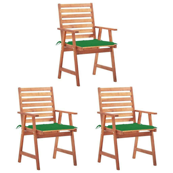 vidaXL Patio Dining Chairs 3 pcs with Cushions Solid Acacia Wood A949-3064352