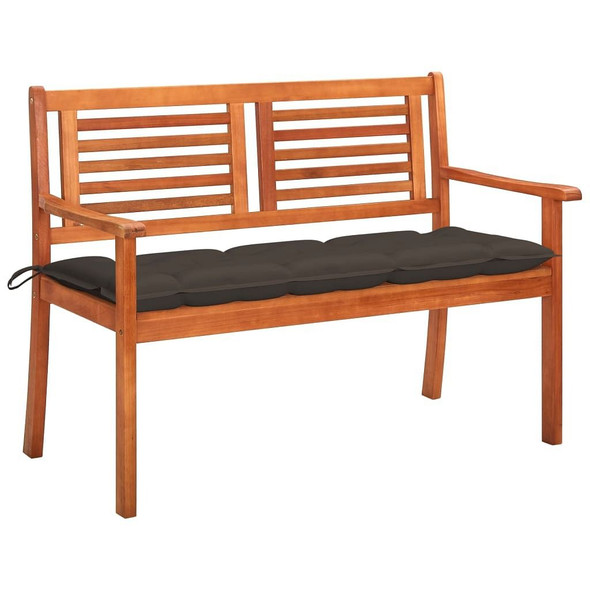 vidaXL 2-Seater Patio Bench with Cushion 47.2" Solid Eucalyptus Wood A949-3060992