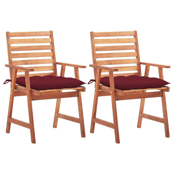 vidaXL Patio Dining Chairs 2 pcs with Cushions Solid Acacia Wood A949-3064344