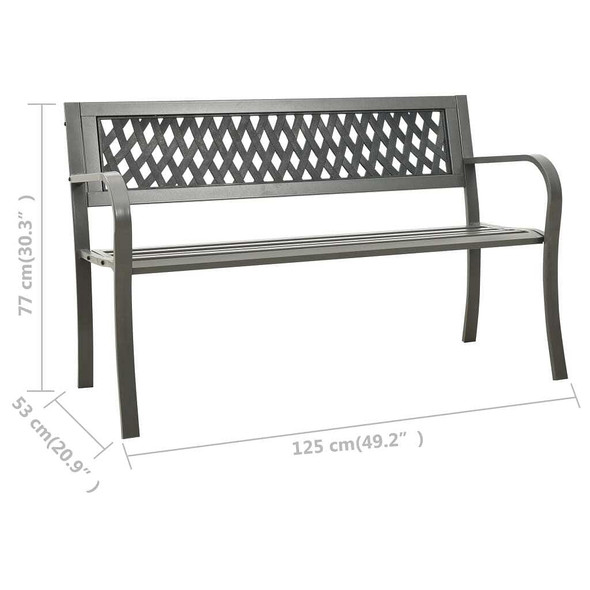 vidaXL Patio Bench 49.2" Steel Gray A949-312039