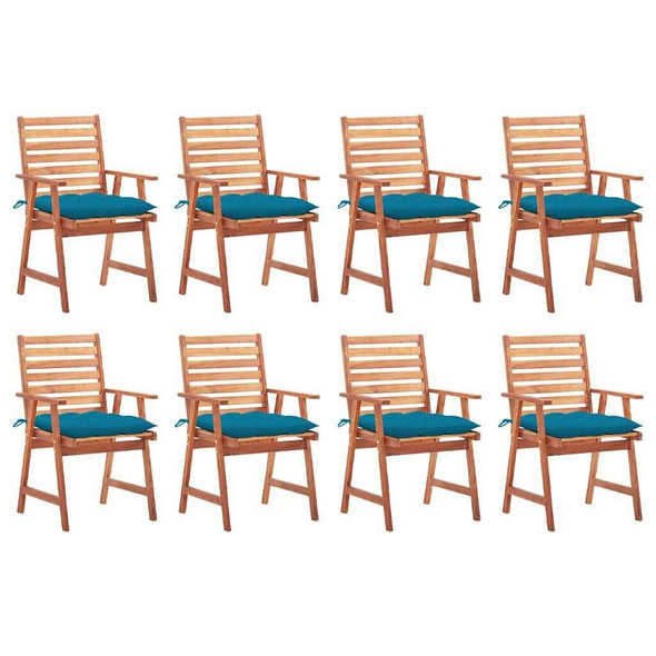 vidaXL Patio Dining Chairs 8 pcs with Cushions Solid Acacia Wood A949-3078393