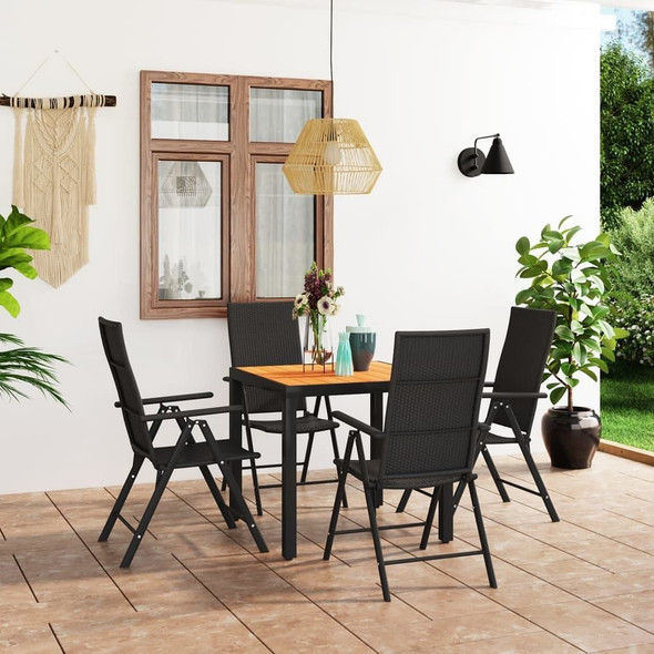 vidaXL 5 Piece Patio Dining Set Black and Brown A949-3060053