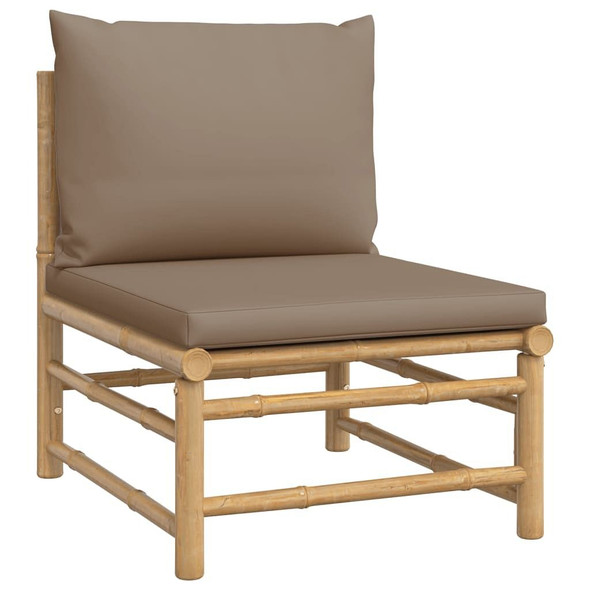 vidaXL 7 Piece Patio Lounge Set with Taupe Cushions Bamboo A949-3155117