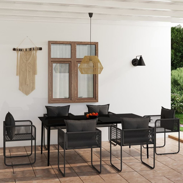 vidaXL 7 Piece Patio Dining Set Black A949-3099087