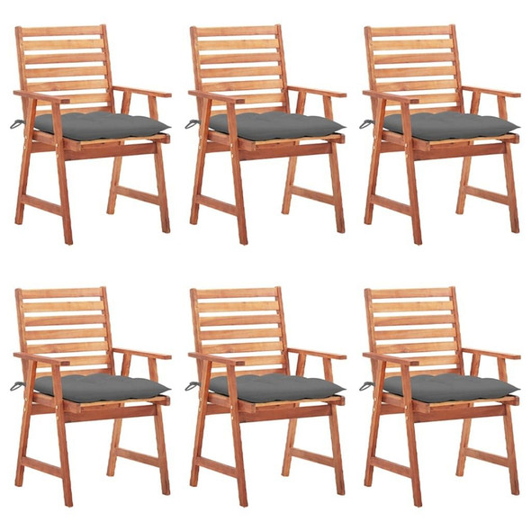 vidaXL Patio Dining Chairs 6 pcs with Cushions Solid Acacia Wood A949-3078363