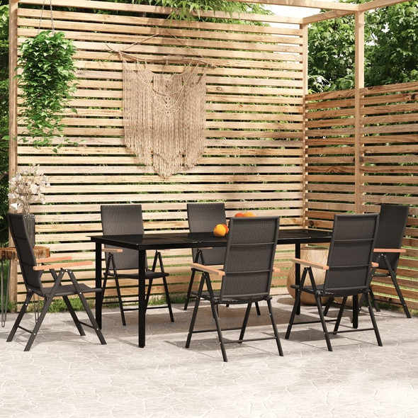 vidaXL 7 Piece Patio Dining Set Black A949-3099117