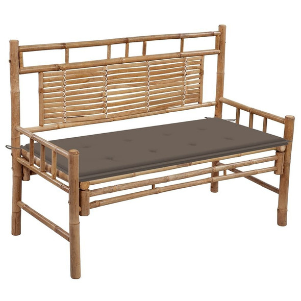 vidaXL Patio Bench with Cushion 47.2" Bamboo A949-3063884