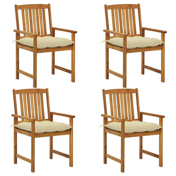 vidaXL Patio Chairs with Cushions 4 pcs Solid Acacia Wood A949-3061202