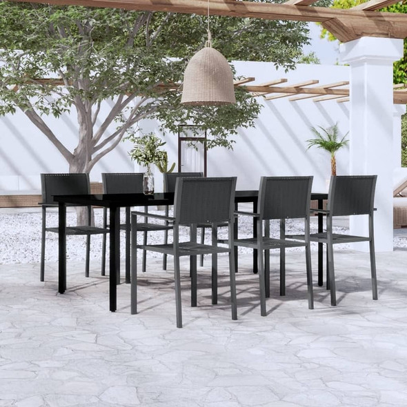 vidaXL 7 Piece Patio Dining Set Black A949-3099267