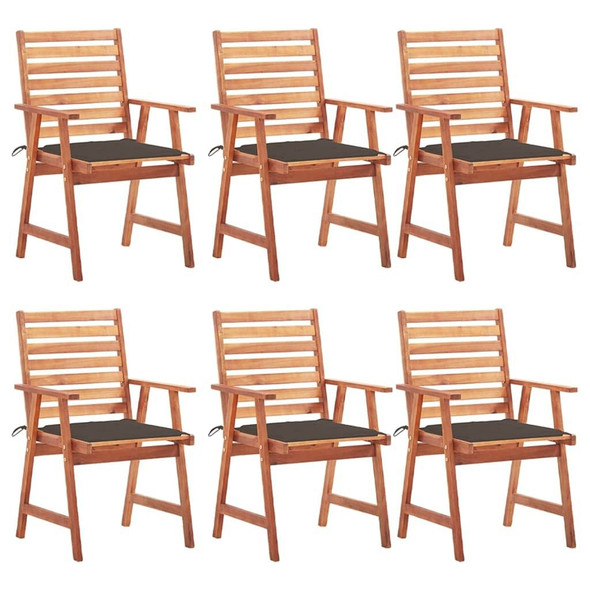 vidaXL Patio Dining Chairs 6 pcs with Cushions Solid Acacia Wood A949-3078355