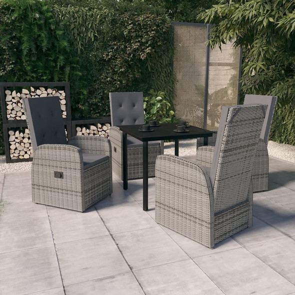 vidaXL 5 Piece Patio Dining Set with Cushions Gray A949-3099474