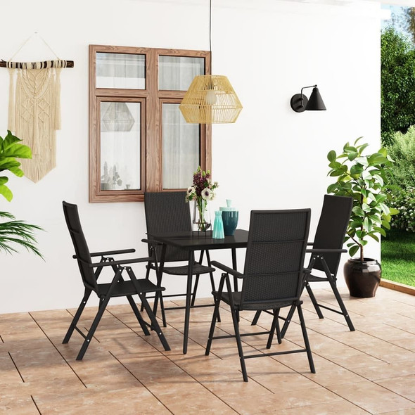 vidaXL 5 Piece Patio Dining Set Black A949-3060065