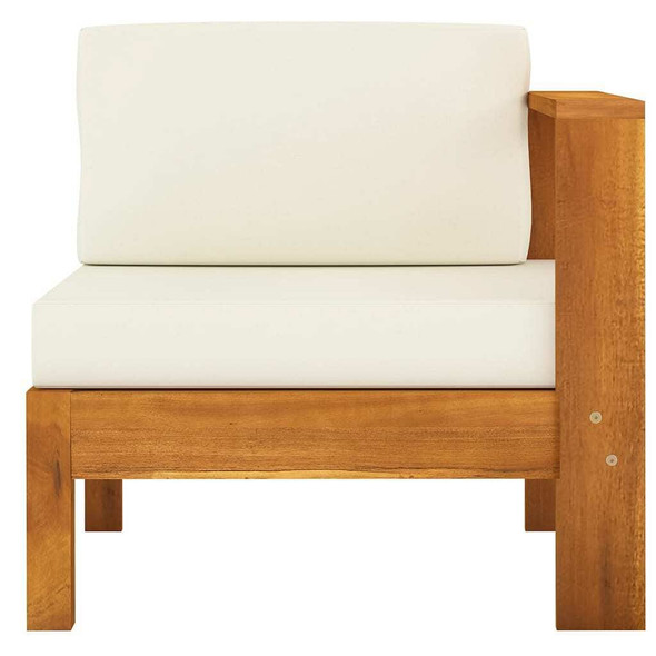 vidaXL Middle Sofa with 1 Armrest Cream White Solid Acacia Wood A949-310642