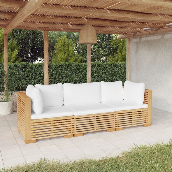 vidaXL 3 Piece Patio Lounge Set with Cushions Solid Wood Teak A949-3100865