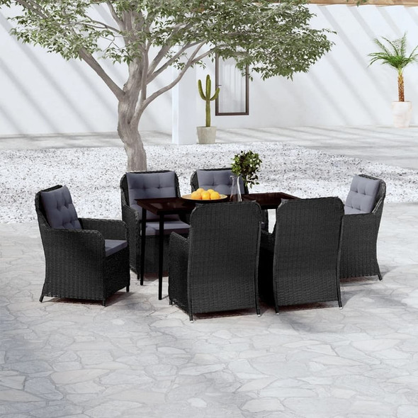 vidaXL 7 Piece Patio Dining Set Black A949-3099574