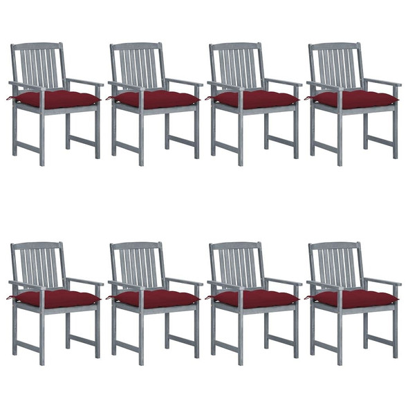 vidaXL Patio Chairs with Cushions 8 pcs Solid Acacia Wood Gray A949-3078258