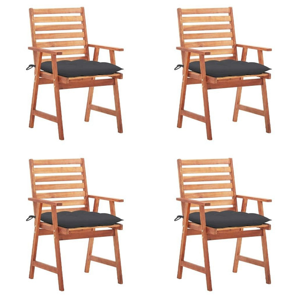 vidaXL Patio Dining Chairs 4 pcs with Cushions Solid Acacia Wood A949-3078335