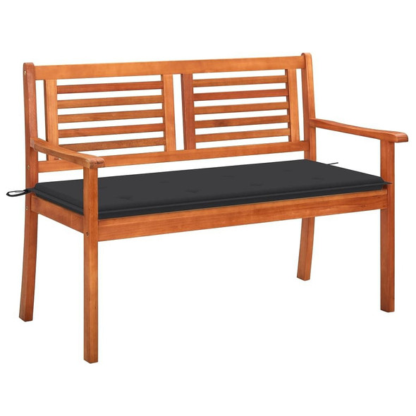 vidaXL 2-Seater Patio Bench with Cushion 47.2" Solid Eucalyptus Wood A949-3060969