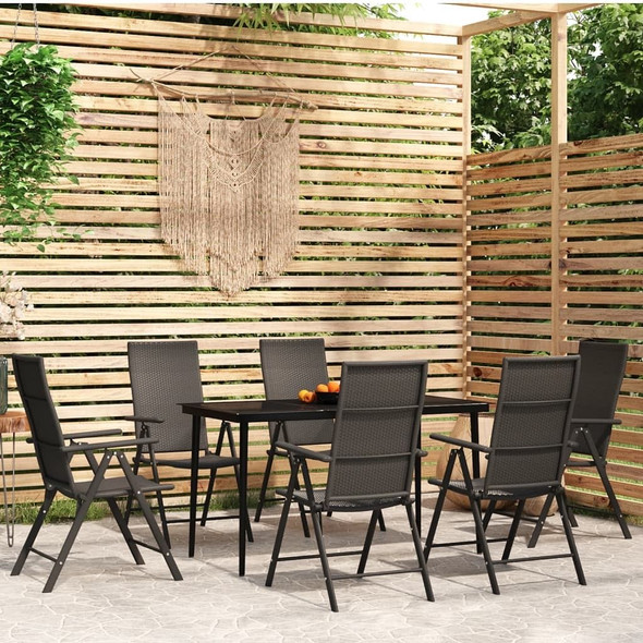 vidaXL 7 Piece Patio Dining Set Black A949-3099110