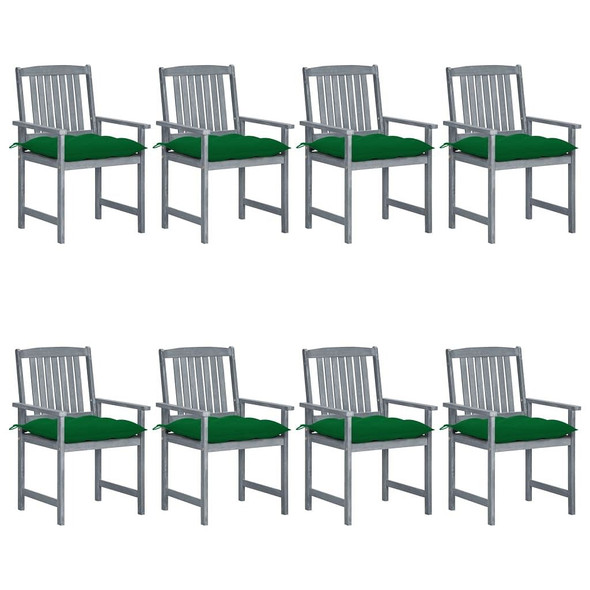 vidaXL Patio Chairs with Cushions 8 pcs Solid Acacia Wood Gray A949-3078254