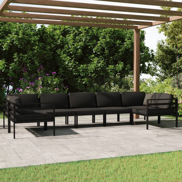 vidaXL 7 Piece Patio Lounge Set with Cushions Aluminum Anthracite A949-3107813