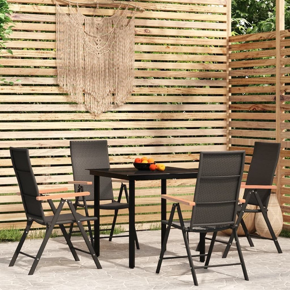 vidaXL 5 Piece Patio Dining Set Black A949-3099114